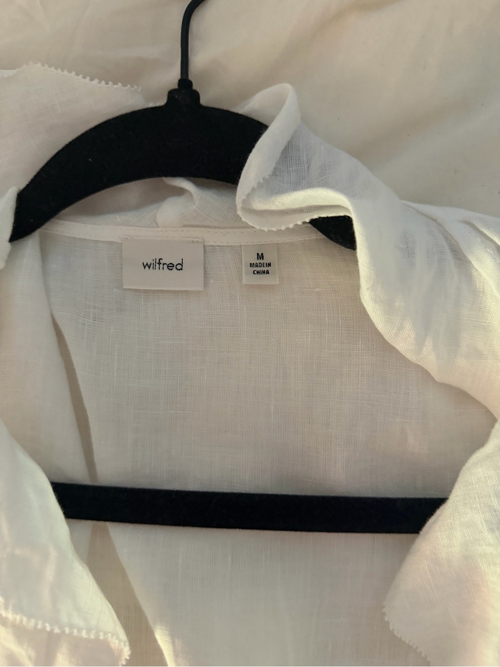 Aritzia Wilfred White Semi-Sheer Linen Collared Shirt